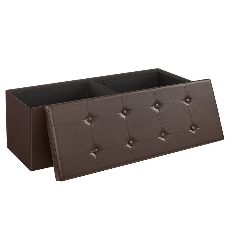 SONGMICS 43'' Storage Ottoman Bench Footrest Ottoman with Storage Brown