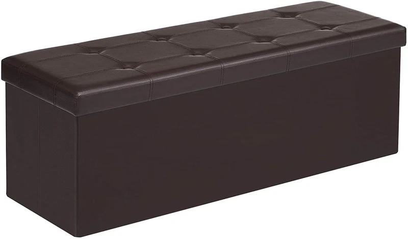 SONGMICS 43'' Storage Ottoman Bench Footrest Ottoman with Storage Brown