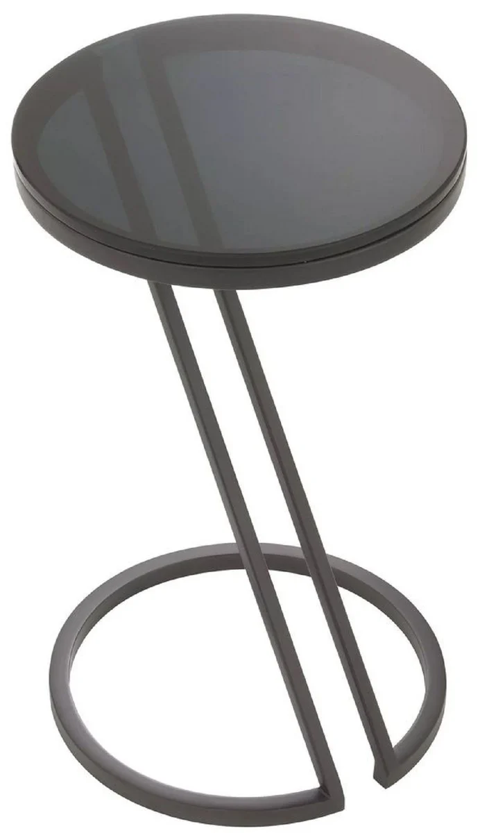 Casa Padrino Luxus Beistelltisch Rotguss / Grau Ø 36 x H. 60 cm - Edelstahl Tisch mit Glasplatte - Wohnzimmer Möbel - Luxus Möbel - Luxus Einrichtung - Luxus Interior