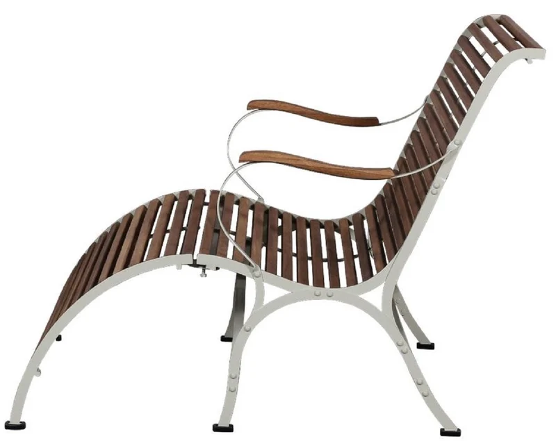 Casa Padrino Luxus Jugendstil Gartenbank Braun / Creme 107 x 150 x H. 91 cm - Garten & Terrassen Sitzbank mit Armlehnen und Fußstütze - Jugendstil Garten & Terrassen Möbel