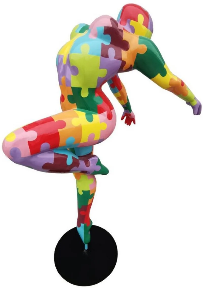 Casa Padrino Luxus Deko Skulptur Ballerina Tänzerin Mehrfarbig / Schwarz 120 x 60 x H. 165 cm - Lebensgroße Deko Figur - XXL Deko Skulptur - XXL Deko Figur - Luxus Wohnzimmer & Garten Deko
