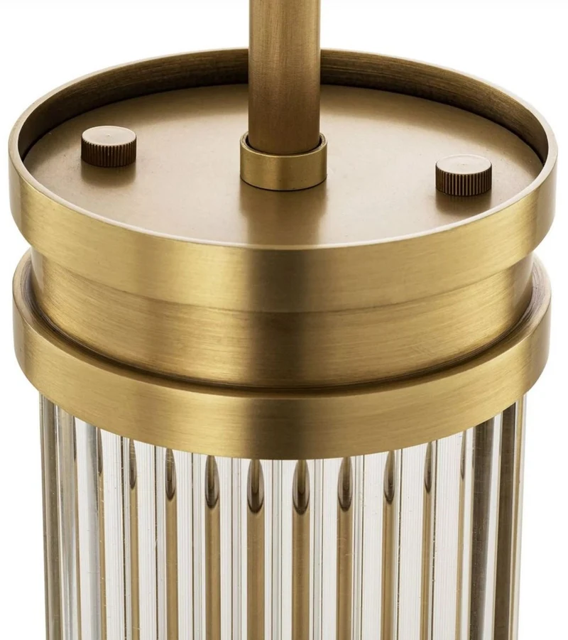 Casa Padrino Luxus Hängeleuchte Antik Messing Ø 12 x H. 30,5 cm - Hängelampe mit rundem Glas Lampenschirm - Wohnzimmer Hängeleuchte - Luxus Leuchten - Luxus Qualität