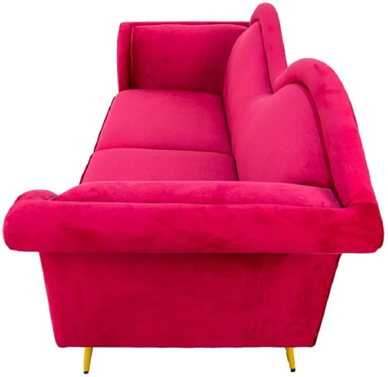 Casa Padrino Luxus Designer 3er Sofa Rot / Gold 215 x 73 x H. 85 cm - Wohnzimmer Sofa - Wohnzimmer Möbel - Luxus Möbel - Designer Möbel - Wohnzimmer Einrichtung - Luxus Einrichtung
