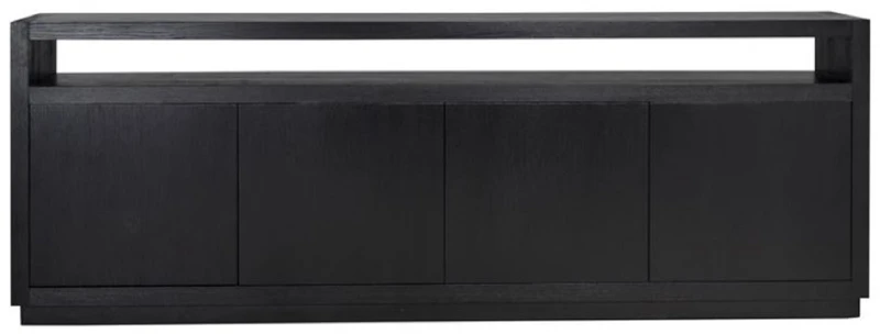 Casa Padrino Luxus Sideboard Schwarz 240 x 40 x H. 85 cm - Massivholz Schrank mit 4 Türen - Wohnzimmer Möbel - Wohnzimmer Einrichtung - Luxus Möbel - Luxus Einrichtung