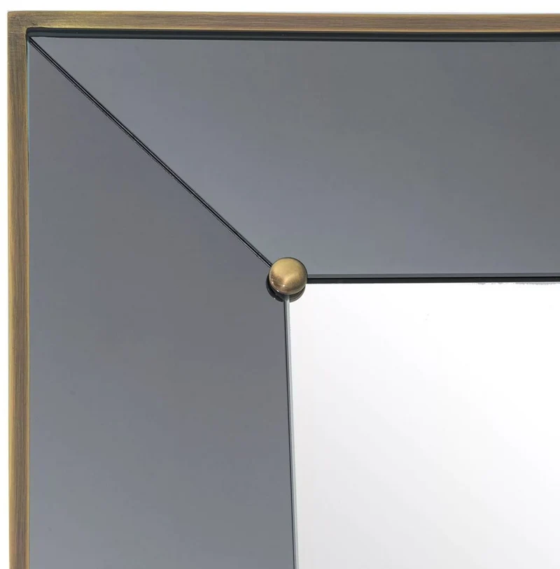 Casa Padrino Luxus Wandspiegel Grau / Antik Messing 100 x H. 217 cm - Rechteckiger Garderoben Spiegel mit Glasregal - Badezimmer Spiegel - Garderoben Möbel - Badezimmer Möbel - Luxus Möbel