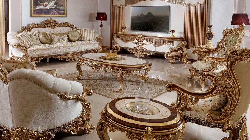 Casa Padrino Luxus Barock TV Schrank Weiß / Braun / Gold - Prunkvolles Wohnzimmer Sideboard mit Rückwand - Barock Wohnzimmer Möbel - Luxus Möbel im Barockstil - Edel & Prunkvoll