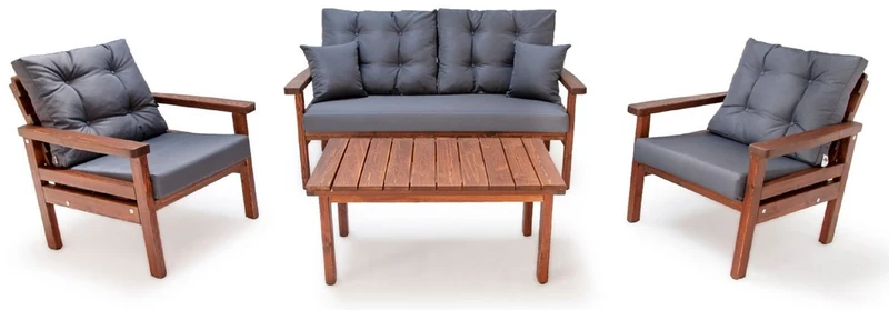 Casa Padrino Luxus Gartenmöbel Set Anthrazit / Dunkelbraun - 1 Garten Sofa & 2 Garten Sessel & 1 Garten Couchtisch - Garten Möbel - Terrassen Möbel - Luxus Möbel