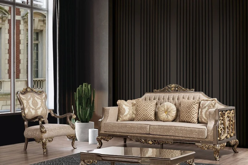 Casa Padrino Luxus Barock Couchtisch Silber / Gold - Handgefertigter Massivholz Wohnzimmertisch im Barockstil - Prunkvolle Barock Wohnzimmer Möbel