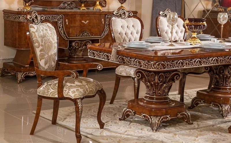 Casa Padrino Luxus Barock Esstisch Braun / Bronze - Prunkvoller Massivholz Esszimmertisch im Barockstil - Barock Esszimmer Möbel - Luxus Esszimmer Möbel im Barockstil - Edel & Prunkvoll
