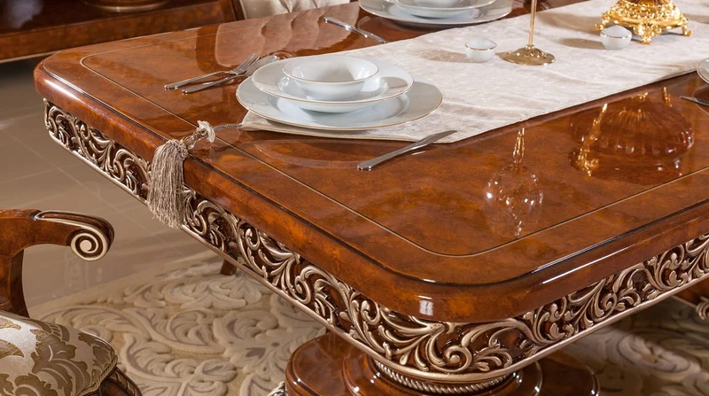 Casa Padrino Luxus Barock Esstisch Braun / Bronze - Prunkvoller Massivholz Esszimmertisch im Barockstil - Barock Esszimmer Möbel - Luxus Esszimmer Möbel im Barockstil - Edel & Prunkvoll