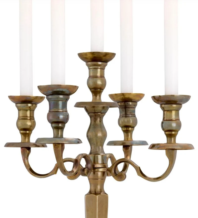 Casa Padrino Luxus Barock Kerzenhalter Vintage Messing 22 x 22 x H. 80,5 cm - Prunkvoller Aluminium Kerzenständer im Barockstil - Barock Deko Accessoires - Barock Möbel - Barock Interior
