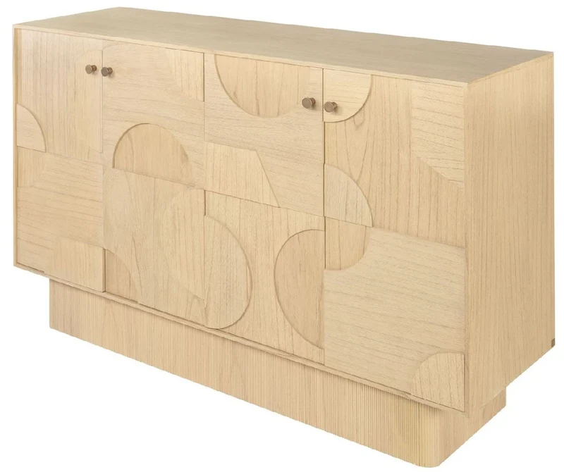 Casa Padrino Luxus Designer Sideboard Naturfarben 172,5 x 50 x H. 107,5 cm - Massivholz Schrank mit 4 Türen - Schlafzimmer Schrank - Wohnzimmer Schrank - Büro Schrank - Luxus Möbel