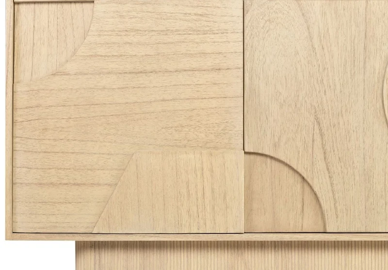 Casa Padrino Luxus Designer Sideboard Naturfarben 172,5 x 50 x H. 107,5 cm - Massivholz Schrank mit 4 Türen - Schlafzimmer Schrank - Wohnzimmer Schrank - Büro Schrank - Luxus Möbel