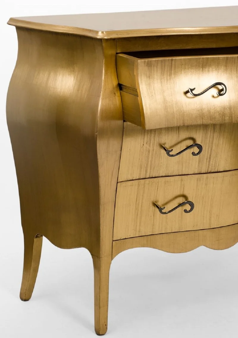 Casa Padrino Luxus Barock Kommode Gold - Handgefertigte Massivholz Kommode mit 3 Schubladen - Luxus Möbel im Barockstil - Barock Möbel - Barock Einrichtung - Edel & Prunkvoll