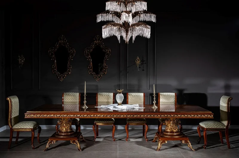 Casa Padrino Luxus Barock Esszimmer Set Braun / Gold - 1 Barock Esstisch & 10 Barock Esszimmerstühle - Barock Esszimmer Möbel - Luxus Möbel im Barockstil - Edel & Prunkvoll