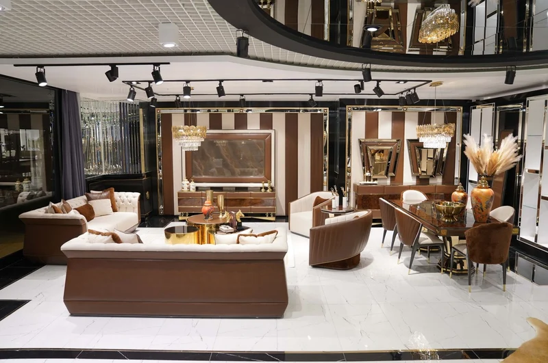 Casa Padrino Luxus Beistelltisch Braun / Grau / Gold - Verspiegelter 8 eckiger Massivholz Tisch - Wohnzimmer Möbel - Wohnzimmer Einrichtung - Luxus Möbel - Luxus Einrichtung - Luxus Qualität