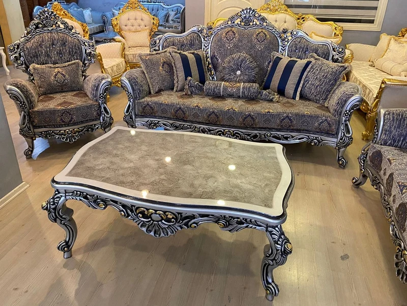 Casa Padrino Luxus Barock Sessel Mehrfarbig / Silber / Schwarz / Gold - Prunkvoller Wohnzimmer Sessel mit Glitzersteinen - Barockstil Wohnzimmer Möbel - Luxus Möbel im Barockstil