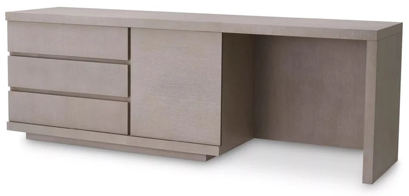 Casa Padrino Luxus Massivholz Schreibtisch Grau 220 x 55 x H. 75,5 cm - Bürotisch - Computertisch - Büro Möbel - Luxus Möbel - Luxus Einrichtung - Luxus Qualität