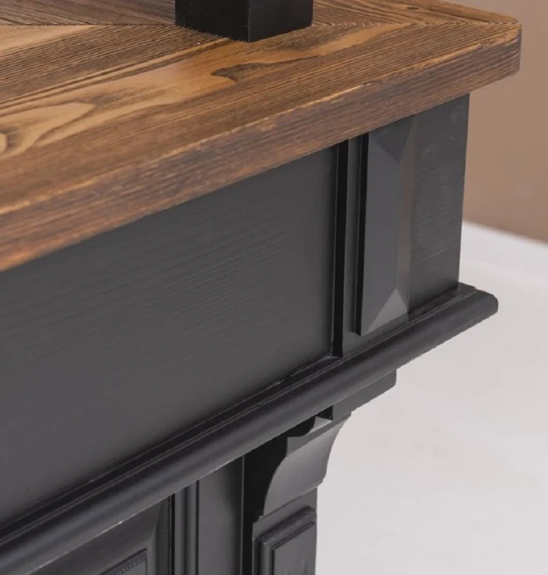 Casa Padrino Landhausstil Bar Theke Schwarz / Dunkelbraun 148 x 148 x H. 210 cm - Massivholz Thekentisch - Massivholz Barmöbel - Barmöbel im Landhausstil - Landhausstil Einrichtung
