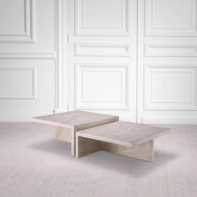 Casa Padrino Luxus Travertin Couchtisch Beige 70 x 60 x H. 23,5 cm - Naturstein Wohnzimmertisch - Wohnzimmer Möbel - Naturstein Möbel - Travertin Möbel - Luxus Möbel - Luxus Einrichtung