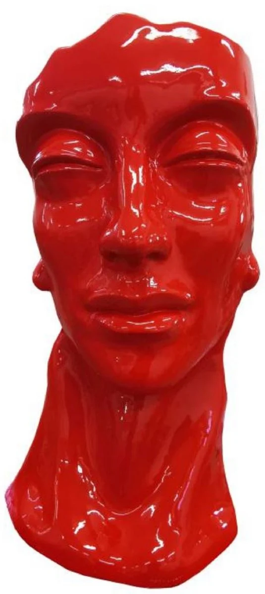 Casa Padrino Luxus Designer Deko Büste Rot H. 70 cm - Abstrakte Deko Skulptur Büste - Wohnzimmer Deko Figur Büste - Garten Deko Figur Büste - Luxus Deko Büsten - Abstrakte Designer Büsten