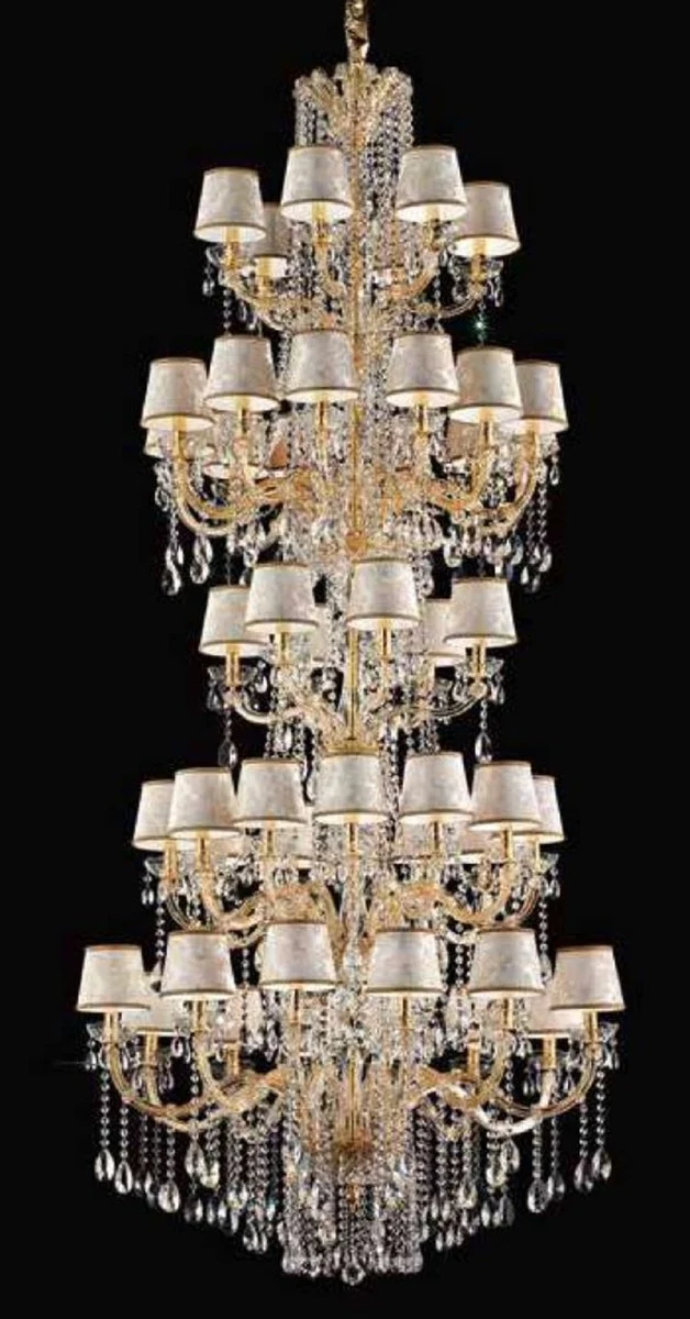 Casa Padrino Luxus Barock Kristall Kronleuchter Gold / Silber Ø 120 x H. 240 cm - Riesiger Kronleuchter mit venezianischen Kristallglas - Edel & Prunkvoll - Luxus Qualität - Made in Italy
