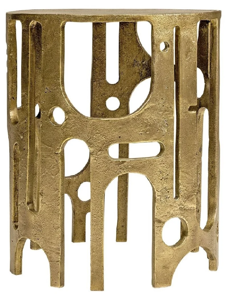 Casa Padrino Designer Hocker Bronze Ø 41 x H. 48 cm - Runder Aluminium Sitzhocker - Rundhocker - Wohnzimmer Möbel - Luxus Möbel - Designer Möbel - Luxus Einrichtung - Designer Einrichtung