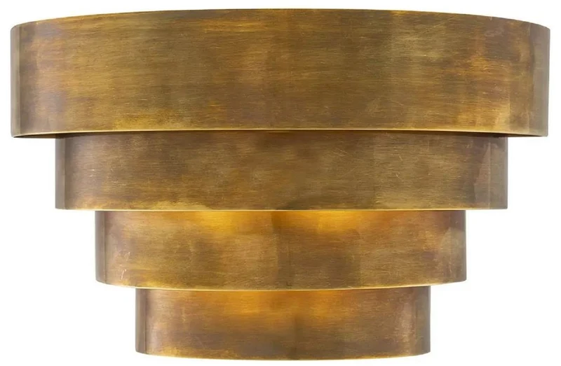 Casa Padrino Luxus Wandleuchte Vintage Messing 30 x 16 x H. 18,5 cm - Halbrunde Messing Wandlampe - Wohnzimmer Wandleuchte - Hotel Wandleuchte - Restaurant Wandleuchte - Luxus Leuchten