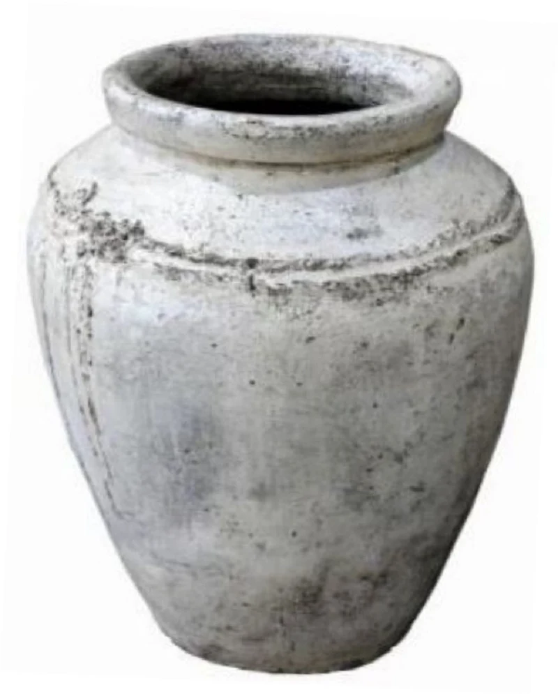 Casa Padrino Luxus Barock Terracotta Vase Antik Weiß Ø 80 x H. 117 cm - Handgefertigte Antik Stil Blumenvase - Blumentopf - Pflanzentopf - Barock Deko Accessoires - Barockstil Garten Deko
