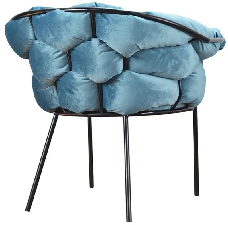 Casa Padrino Luxus Designer Sessel Hellblau / Schwarz 81 x 64 x H. 75 cm - Wohnzimmer Sessel - Hotel Sessel - Wohnzimmer Möbel - Luxus Möbel - Wohnzimmer Einrichtung - Luxus Einrichtung