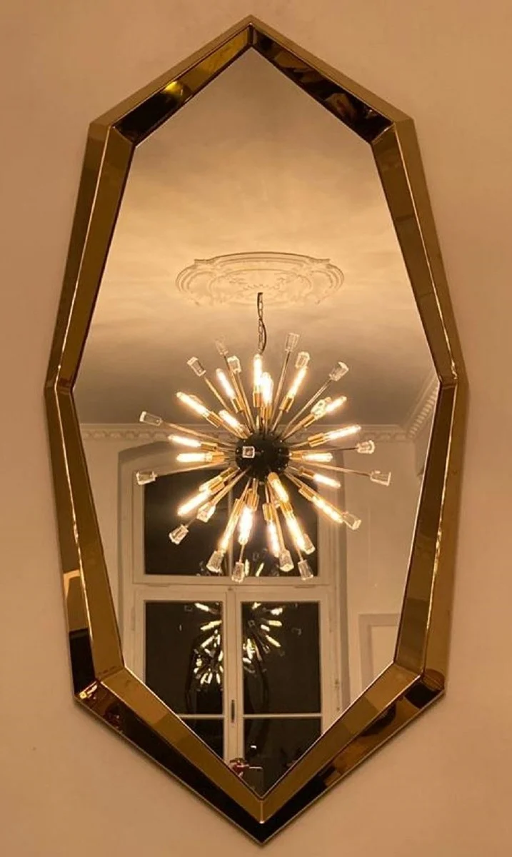 Casa Padrino Luxus Designer Spiegel Gold 81 x H. 157 cm - Achteckiger Metall Wandspiegel - Garderoben Spiegel - Wohnzimmer Spiegel - Luxus Designer Möbel - Luxus Interior