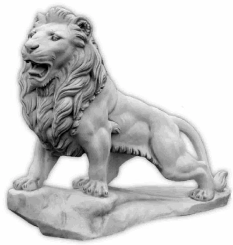 Casa Padrino Barock Garten Deko XXL Skulptur Löwe rechte Seite Grau 186 x H. 150 cm - Riesige Garten Deko XXL Figur - Barock Garten & Terrassen Deko Accessoires - Garten Deko im Barockstil