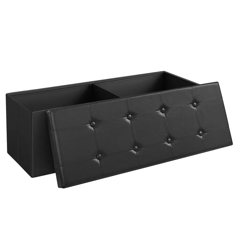 SONGMICS 43'' Storage Ottoman Bench Footrest Ottoman with Storage Black
