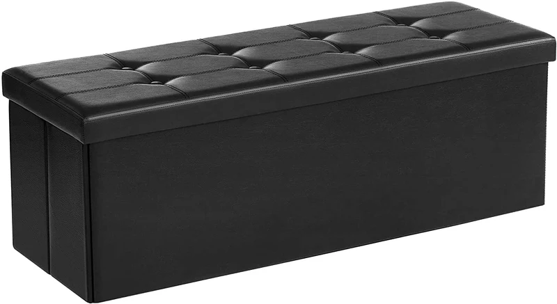 SONGMICS 43'' Storage Ottoman Bench Footrest Ottoman with Storage Black