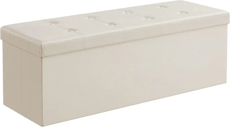 SONGMICS 43'' Storage Ottoman Bench Footrest Ottoman with Storage Beige