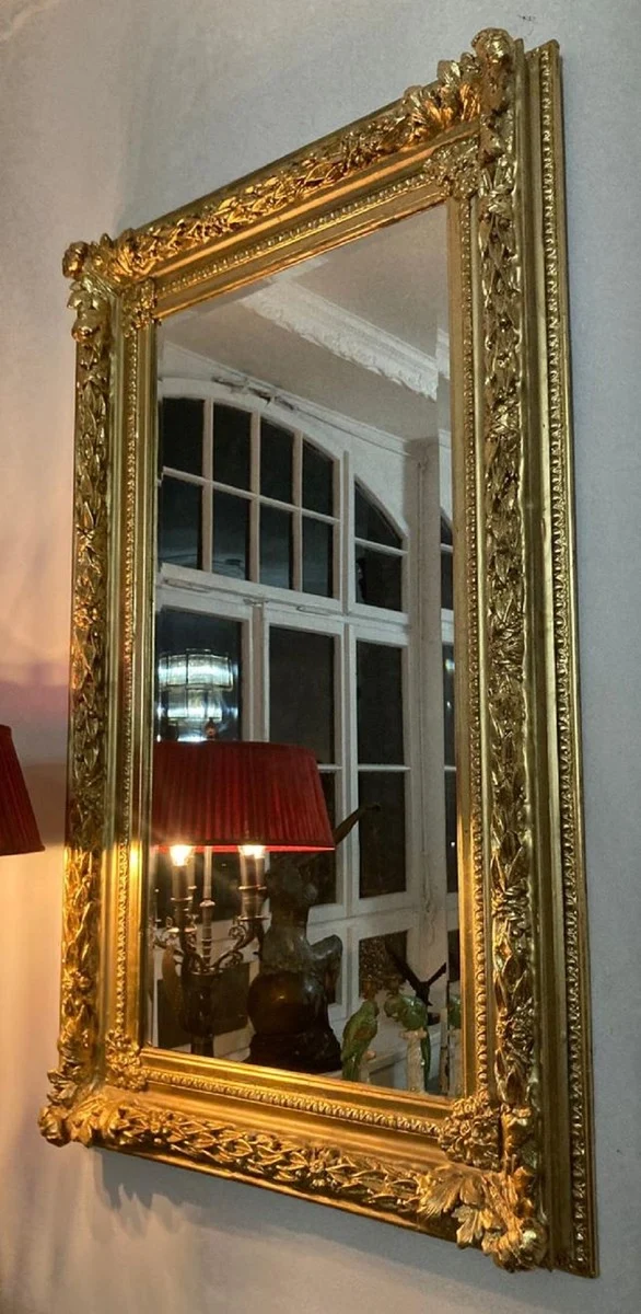 Casa Padrino Barock Spiegel Gold - Rechteckiger Wandspiegel mit Verzierungen