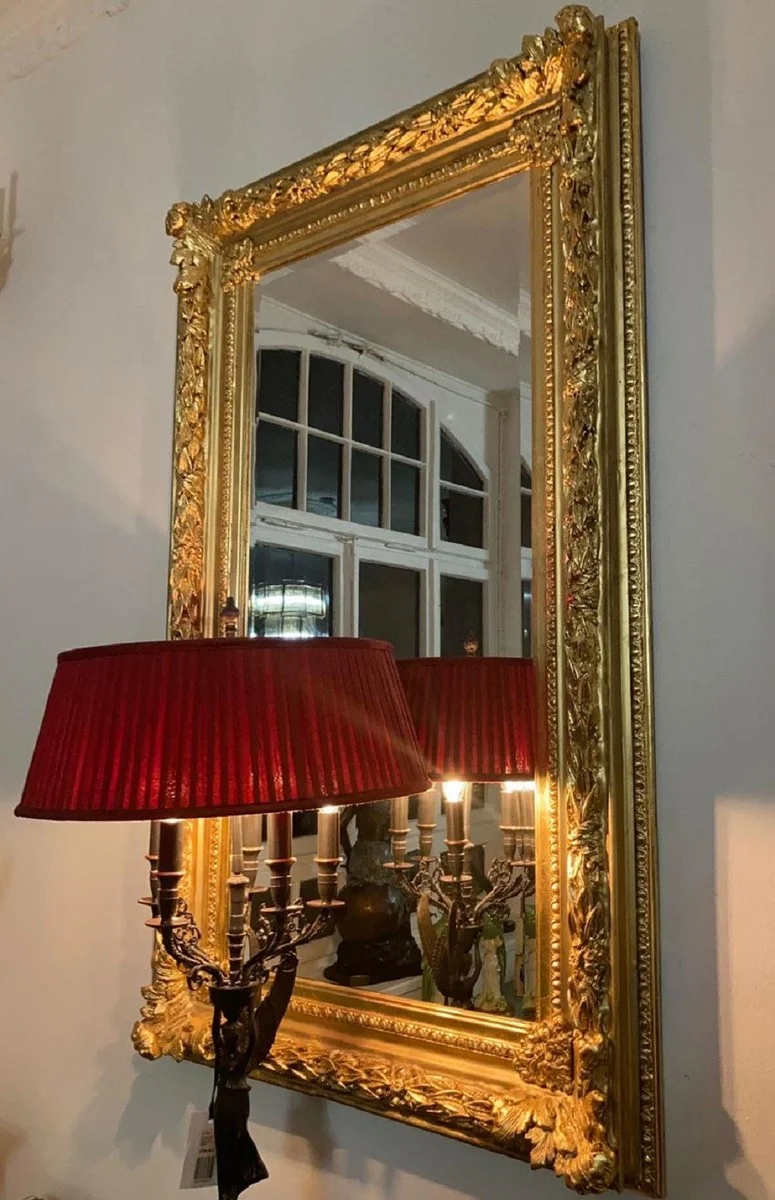 Casa Padrino Barock Spiegel Gold - Rechteckiger Wandspiegel mit Verzierungen