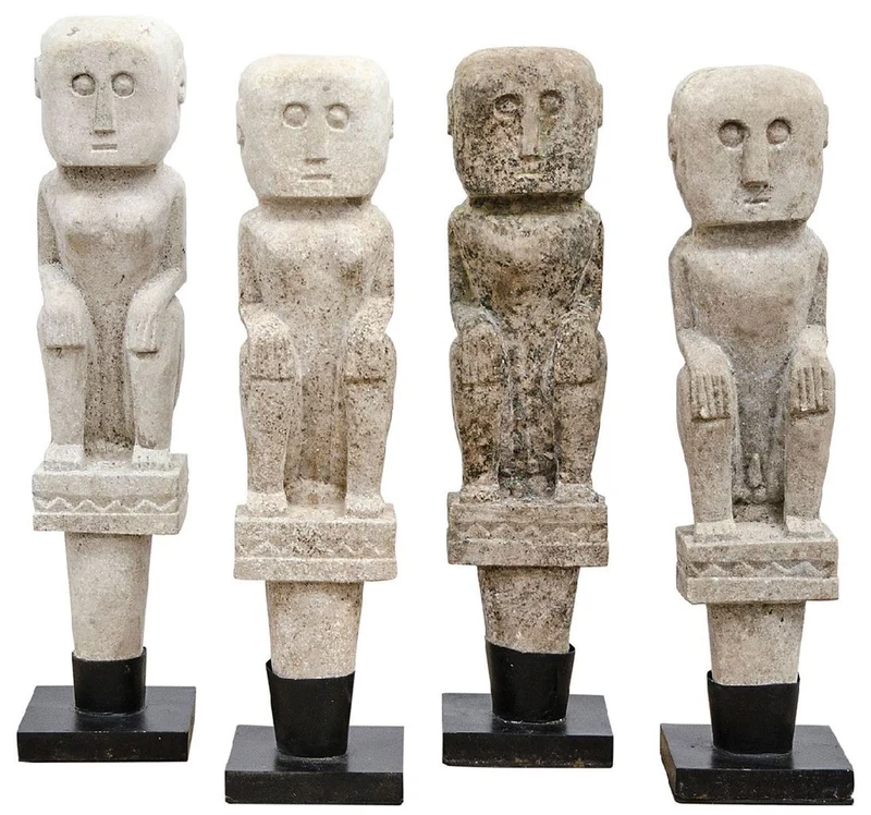Casa Padrino Luxus Deko Antik Stil Naturstein Statuen Set - Stein Skulpturen - Stein Figuren - Wohnzimmer Deko - Büro Deko - Deko Accessoires - Luxus Möbel