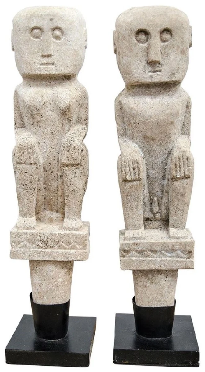 Casa Padrino Luxus Deko Antik Stil Naturstein Statuen Set - Stein Skulpturen - Stein Figuren - Wohnzimmer Deko - Büro Deko - Deko Accessoires - Luxus Möbel