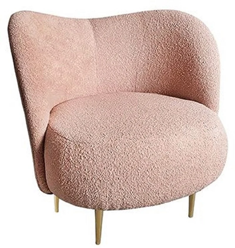 Casa Padrino Luxus Wohnzimmer Set Rosa / Gold - 2 Luxus Sofas mit gebogener Rückenlehne & 2 Luxus Sessel mit gebogener Rückenlehne - Luxus Einrichtung - Wohnzimmer Möbel - Luxus Möbel
