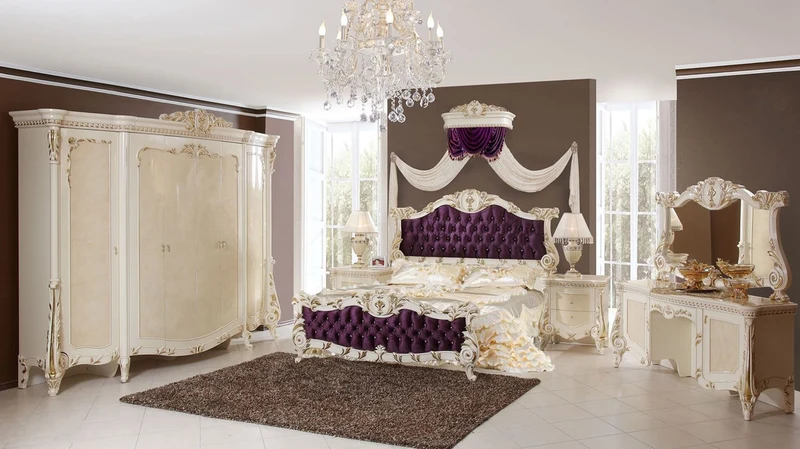 Casa Padrino Luxus Barock Schlafzimmer Set Beige / Weiß / Gold - 1 Barock Schminkkommode & 1 Barock Spiegel - Luxus Schlafzimmer Möbel im Barockstil - Barock Möbel - Edel & Prunkvoll