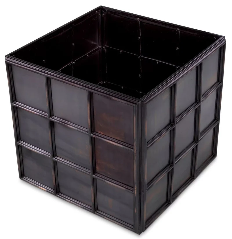 Casa Padrino Luxus Blumentopf Antik Bronze 79 x 79 x H. 71,5 cm - Quadratischer Edelstahl Pflanzentopf - Wohnzimmer Deko - Büro Deko - Deko Accessoires - Luxus Deko - Luxus Qualität