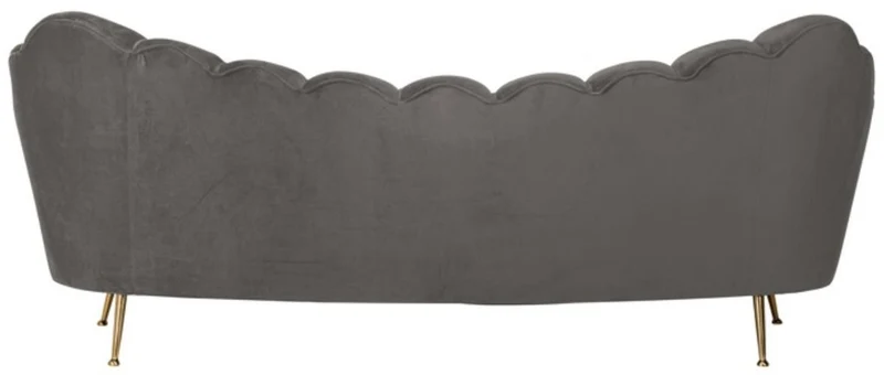 Casa Padrino Luxus Samt Sofa Grau / Gold 230 x 94 x H. 90 cm - Wohnzimmer Sofa mit edlem Samtstoff - Wohnzimmer Möbel - Luxus Möbel - Wohnzimmer Einrichtung - Luxus Einrichtung