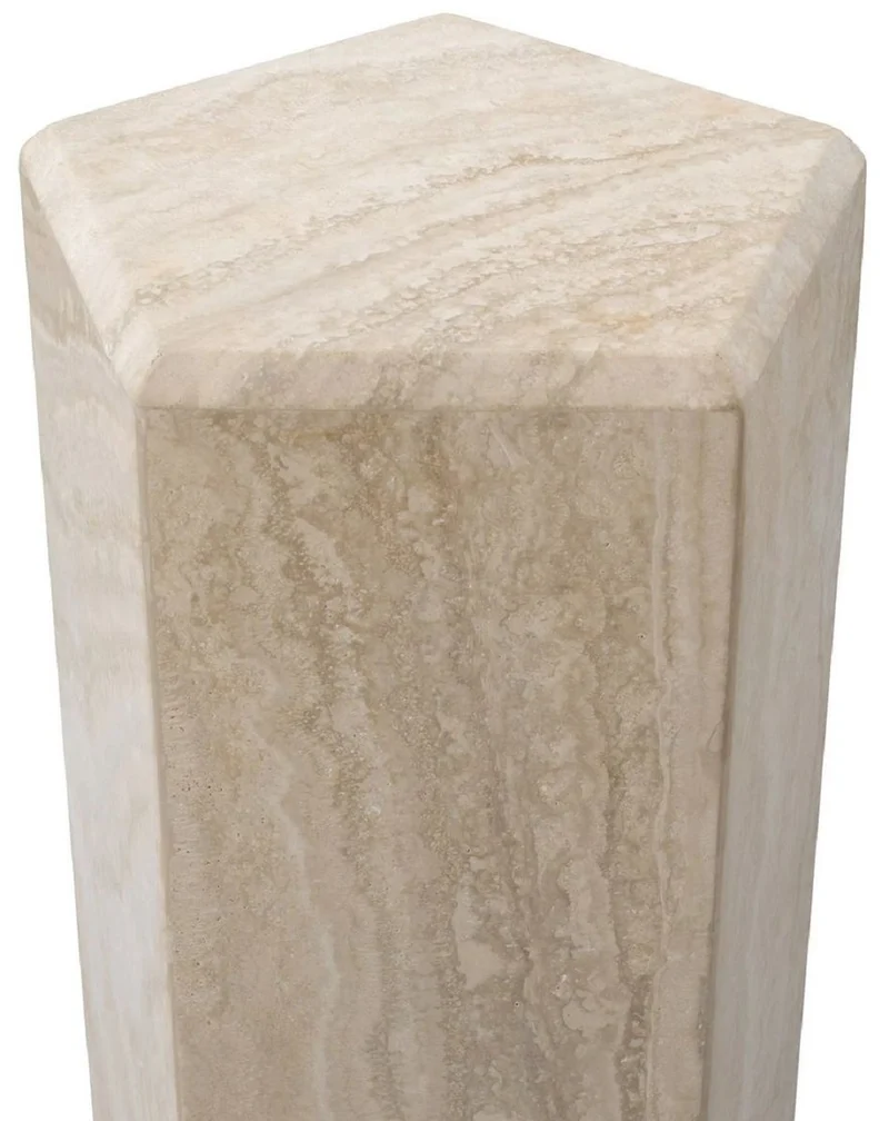 Casa Padrino Luxus Deko Säule 31 x 31 x H. 99 cm - 5 Eckige Travertin Naturstein Säule - Pflanzensäule - Wohnzimmer Deko Säule - Hotel Deko Säule - Luxus Möbel - Luxus Qualität