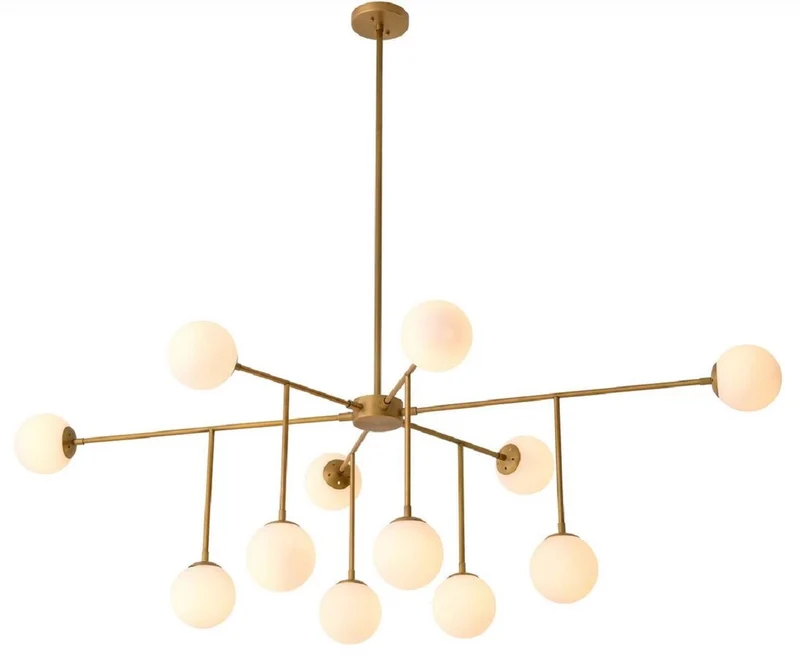 Casa Padrino Luxus Kronleuchter Antik Messing / Weiß 187 x 120 x H. 50 cm - Wohnzimmer Kronleuchter mit verstellbaren Armen - Luxus Leuchten - Luxus Interior - Luxus Qualität