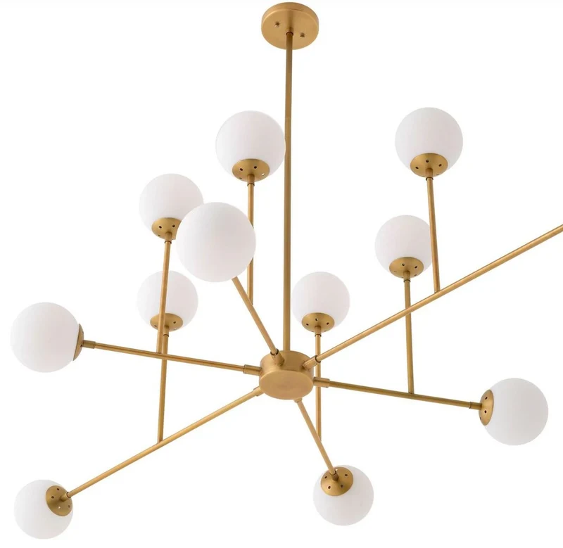 Casa Padrino Luxus Kronleuchter Antik Messing / Weiß 187 x 120 x H. 50 cm - Wohnzimmer Kronleuchter mit verstellbaren Armen - Luxus Leuchten - Luxus Interior - Luxus Qualität