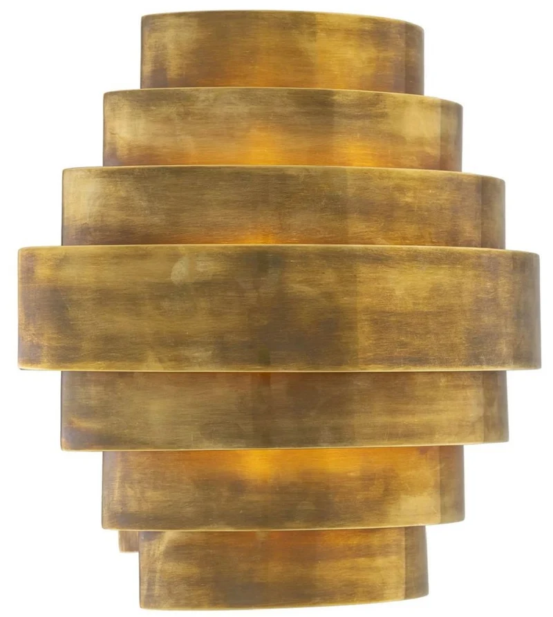 Casa Padrino Luxus Wandleuchte Vintage Messing 30 x 16 x H. 31 cm - Halbrunde Messing Wandlampe - Wohnzimmer Wandleuchte - Hotel Wandleuchte - Restaurant Wandleuchte - Luxus Leuchten