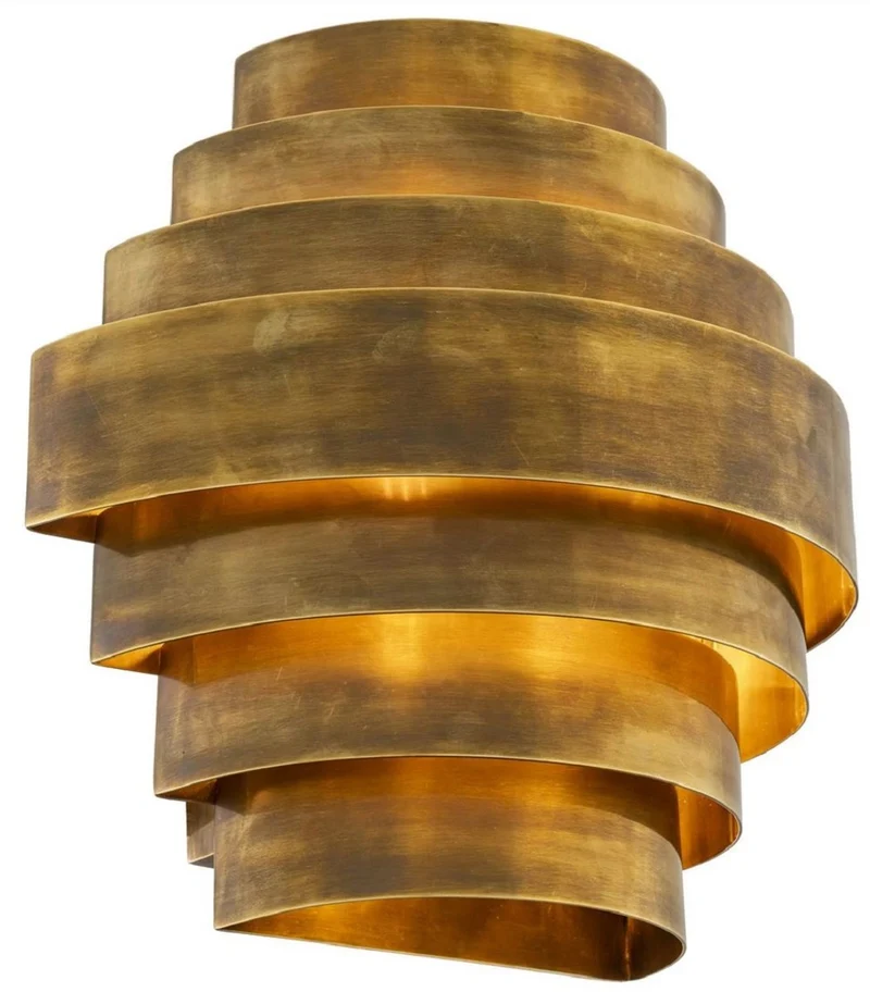 Casa Padrino Luxus Wandleuchte Vintage Messing 30 x 16 x H. 31 cm - Halbrunde Messing Wandlampe - Wohnzimmer Wandleuchte - Hotel Wandleuchte - Restaurant Wandleuchte - Luxus Leuchten