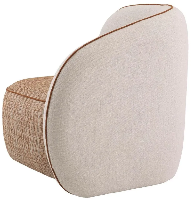 Casa Padrino Luxus Designer Sessel Rechte Seite Creme / Orange / Schwarz 90 x 85 x H. 82 cm - Wohnzimmer Sessel - Hotel Sessel - Wohnzimmer Möbel - Luxus Möbel - Wohnzimmer Einrichtung