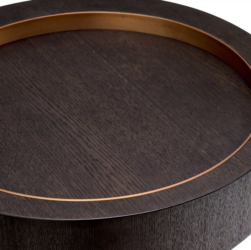 Casa Padrino Luxus Beistelltisch Mokka / Messing Ø 50 x H. 50,5 cm - Runder Wohnzimmer Tisch - Wohnzimmer Möbel - Luxus Möbel - Luxus Einrichtung - Wohnzimmer Einrichtung